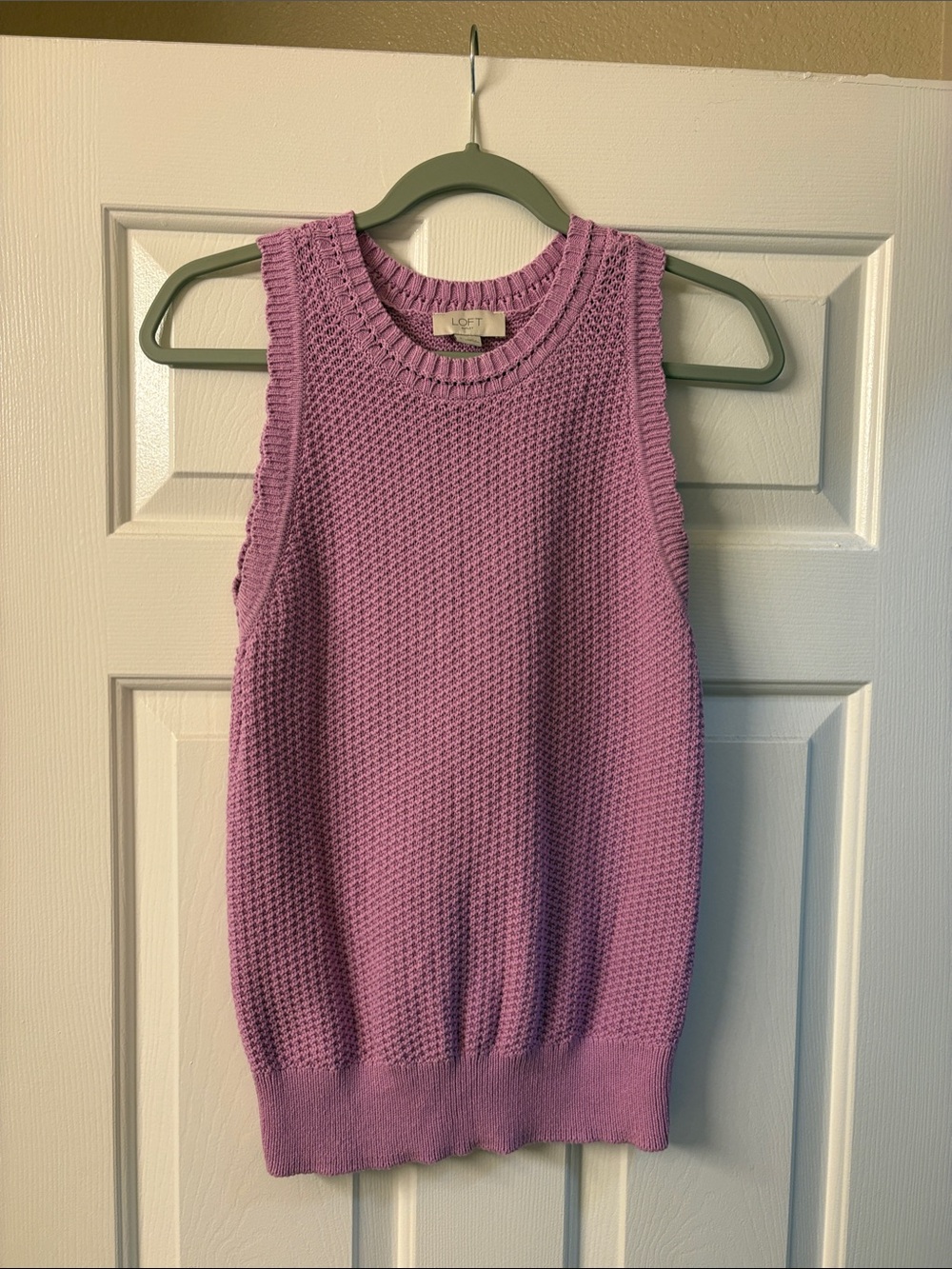 LOFT Lilac Waffle-Knit Sleeveless Top